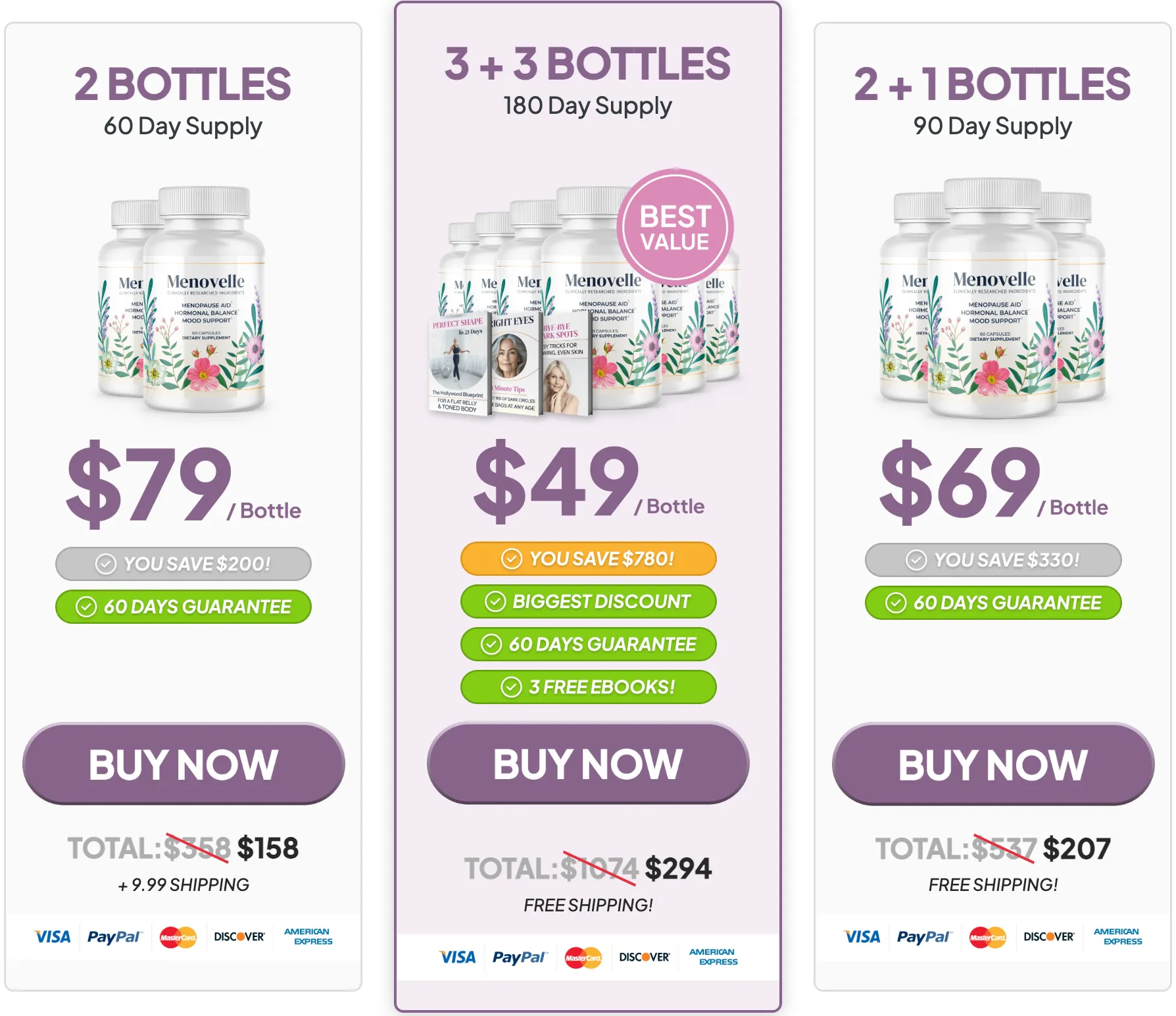 Menovelle Pricing